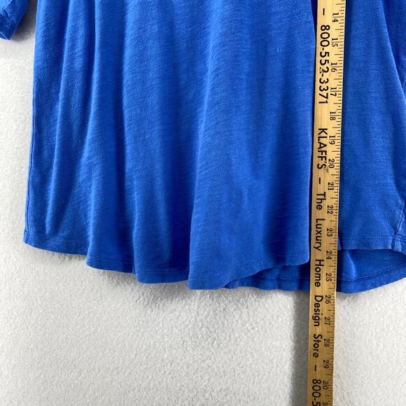EILEEN FISHER Top M Organic Cotton Slub Jersey Crewneck Short Sleeve Blue - Picture 9 of 11